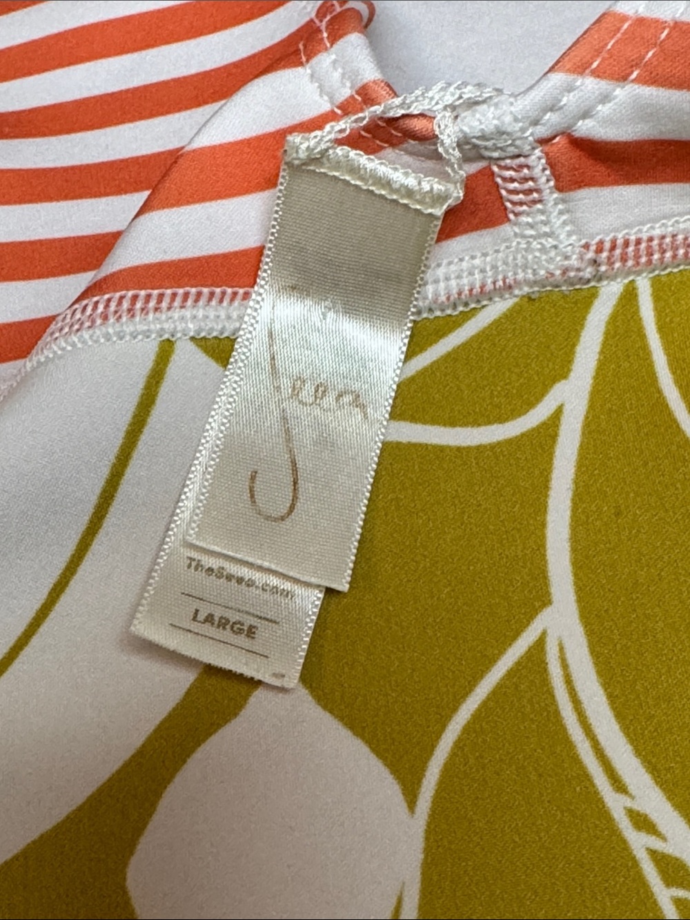 Seea Lido One Piece Jani Print Orange White Stripe Floral Bottom Swimsuit L - Picture 6 of 15